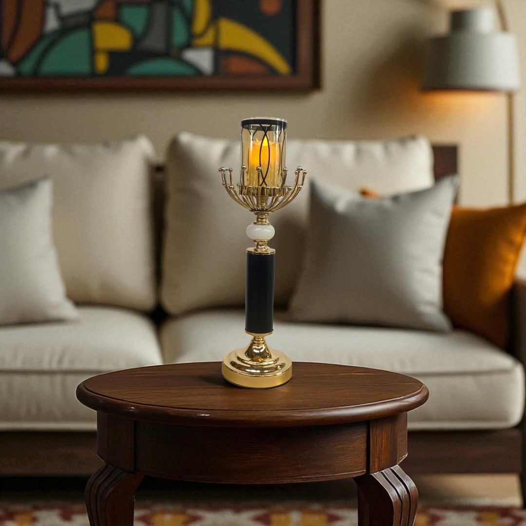 Imperial Brass & Crystal Candle Stand