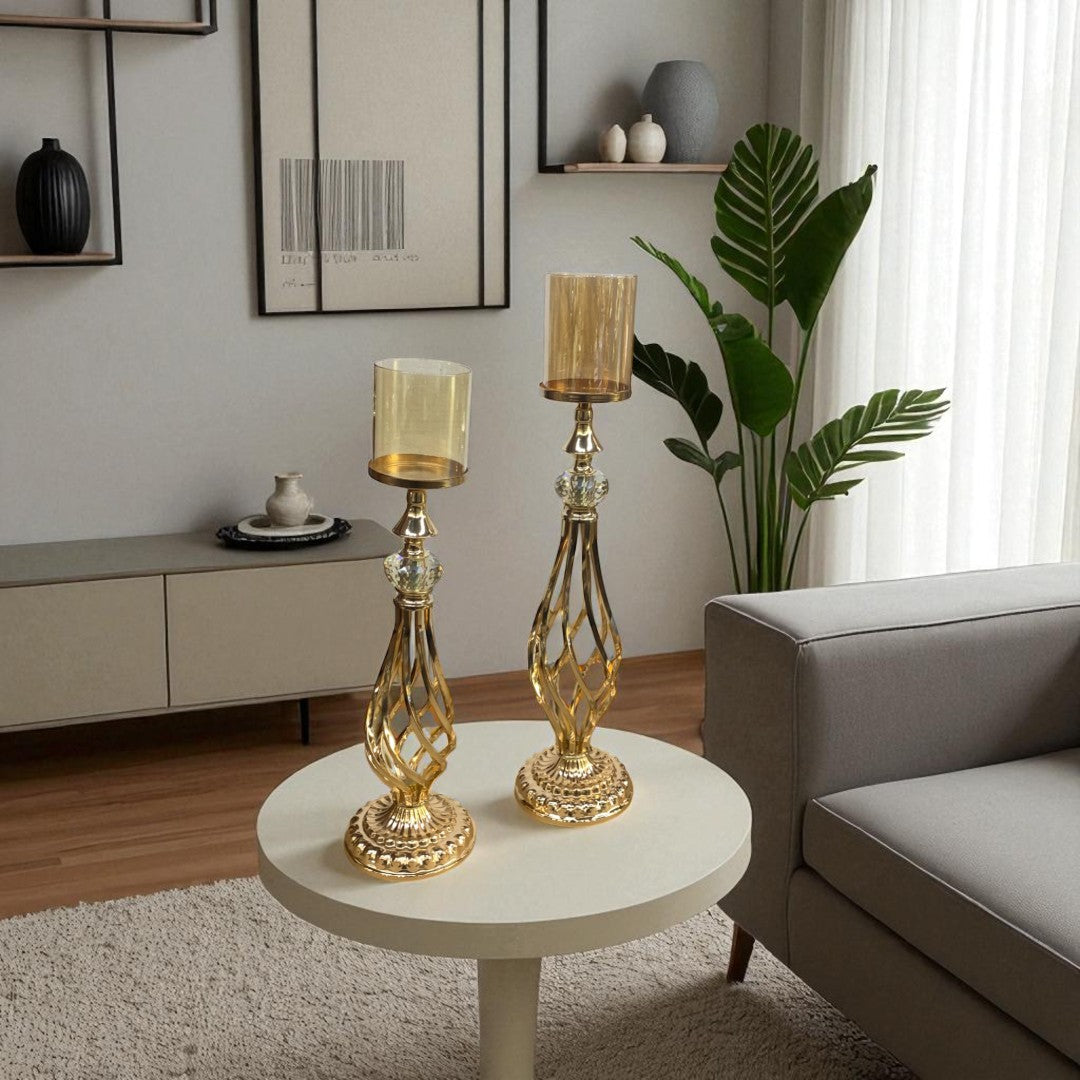 Heirloom Romance Crystal & Brass Candle Holder
