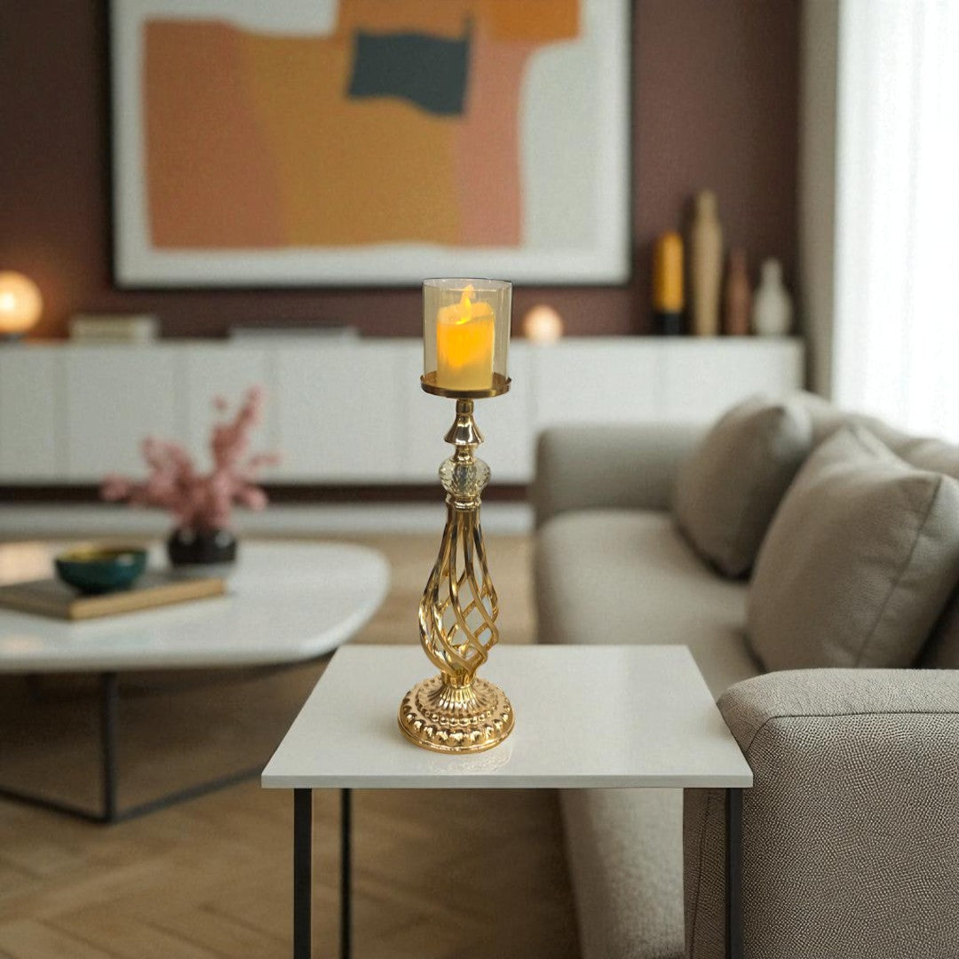 Heirloom Romance Crystal & Brass Candle Holder
