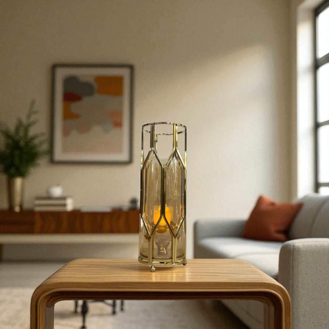 Celestial Bloom Glass & Brass Candle Stand