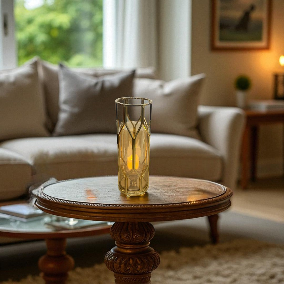 Celestial Bloom Glass & Brass Candle Stand