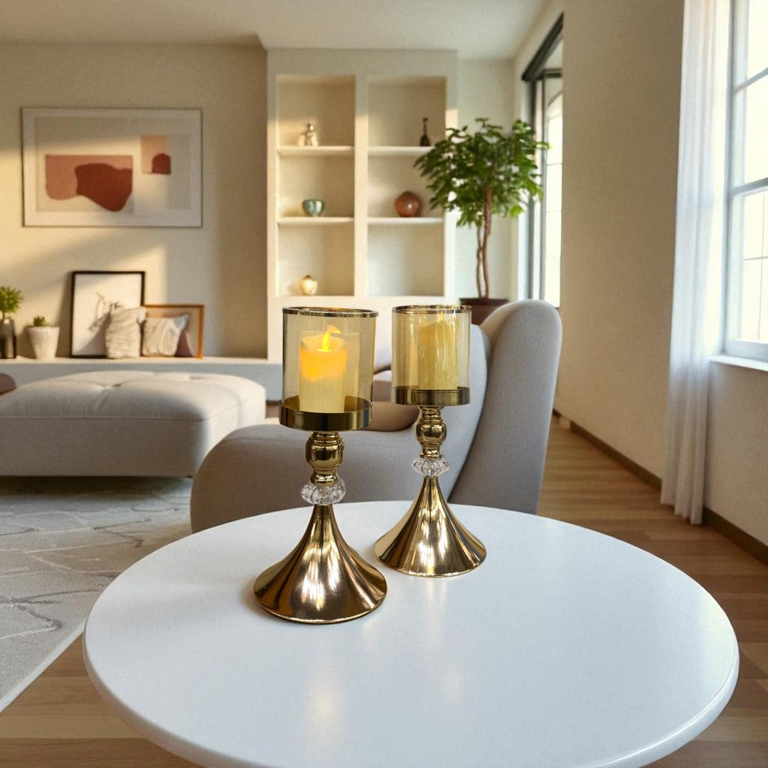 Crystal Vine Brass Candle Stand