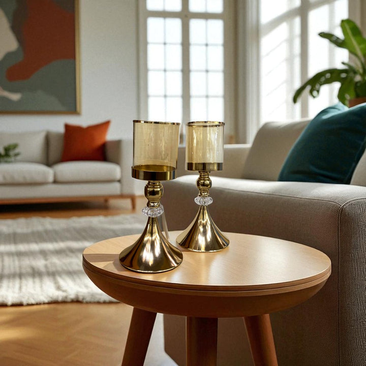 Crystal Vine Brass Candle Stand