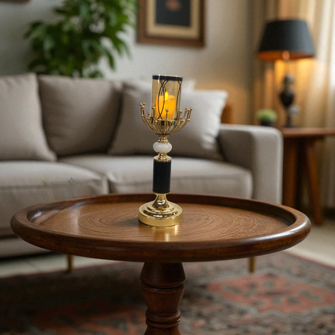 Imperial Brass & Crystal Candle Stand