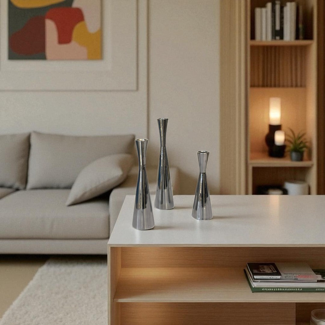 Aurum Luxe Modern Crystal & Metal Candle Stand