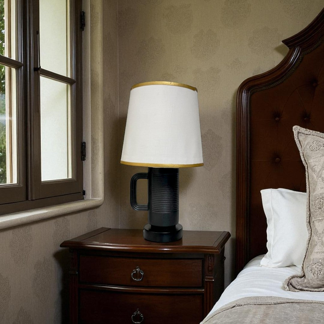 Modern Lux Ceramic Table Lamp – Black Edition