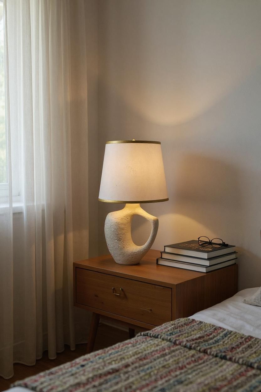 Modern Lux Ceramic Table Lamp – White Edition