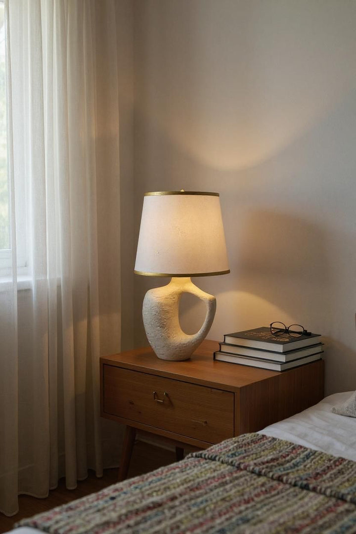 Modern Lux Ceramic Table Lamp – White Edition
