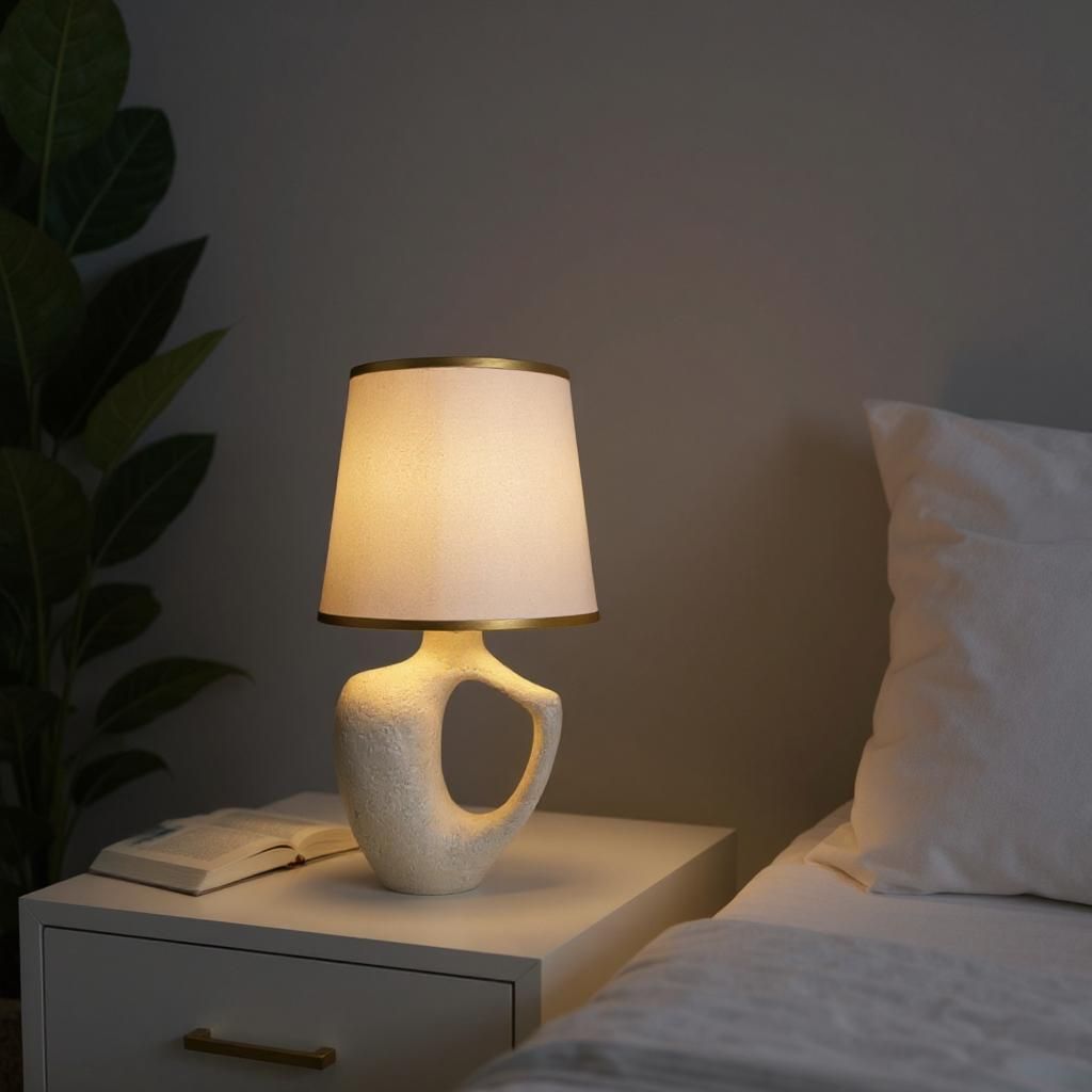 Modern Lux Ceramic Table Lamp – White Edition