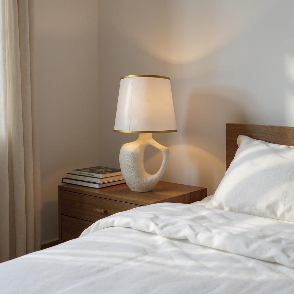 Modern Lux Ceramic Table Lamp – White Edition