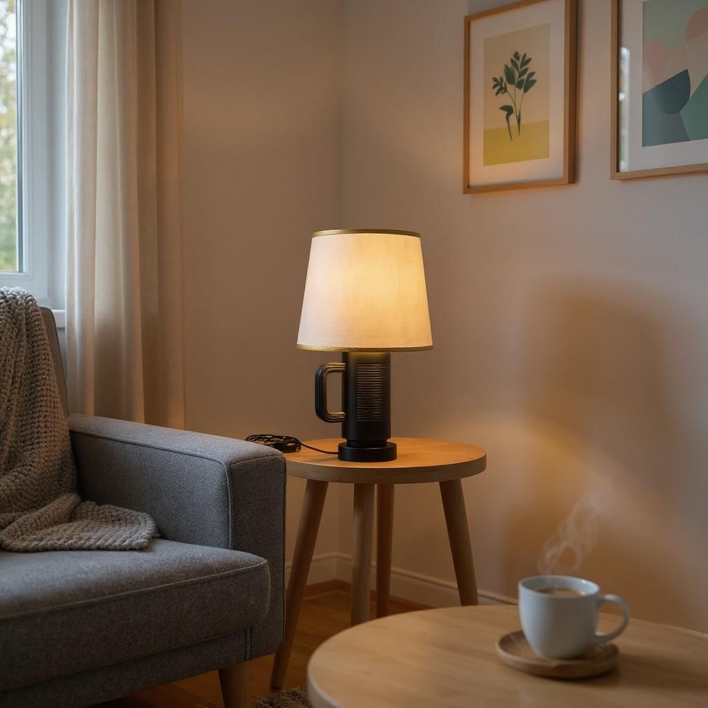 Modern Lux Ceramic Table Lamp – Black Edition