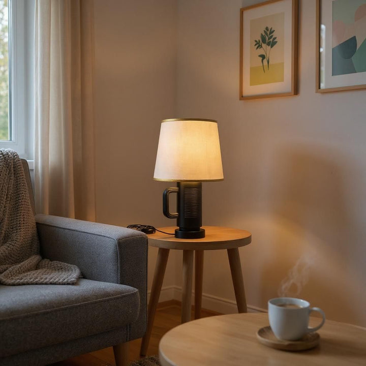 Modern Lux Ceramic Table Lamp – Black Edition