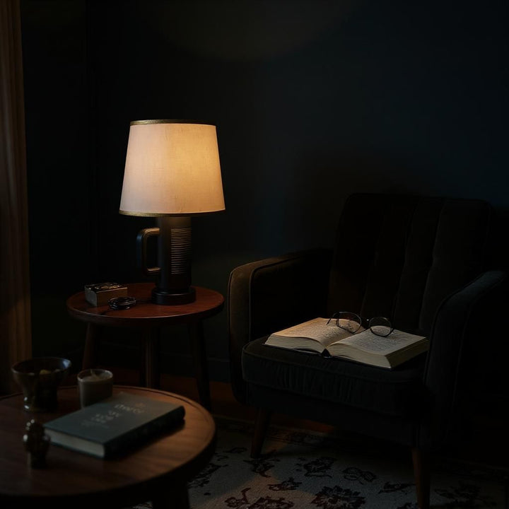 Modern Lux Ceramic Table Lamp – Black Edition