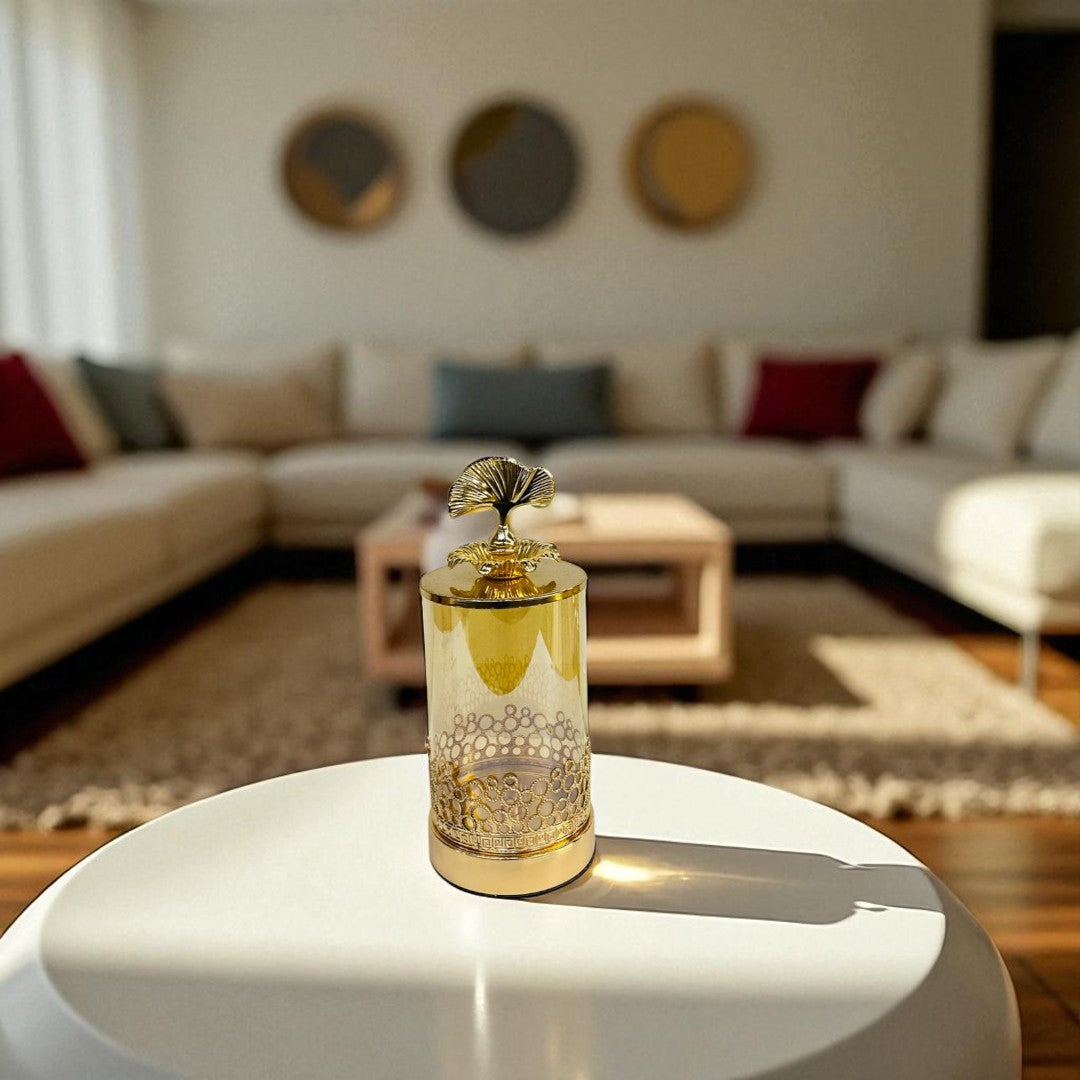 Brass Gold Glass Metallic Candle Stand