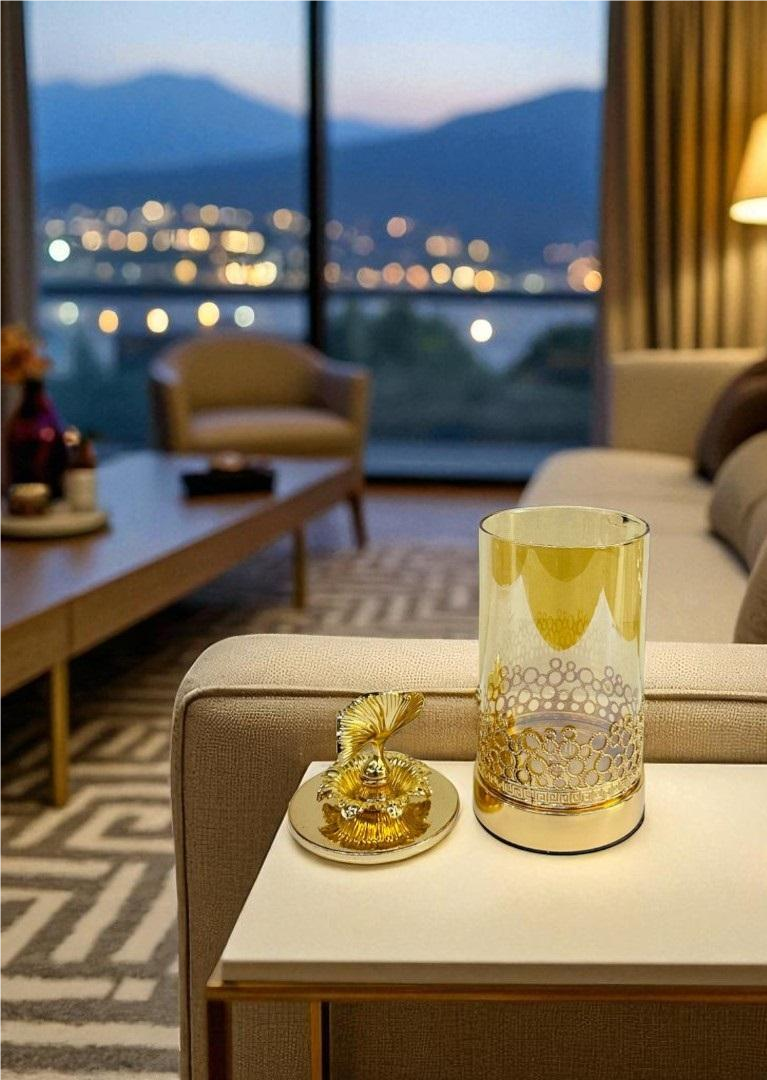 Brass Gold Glass Metallic Candle Stand