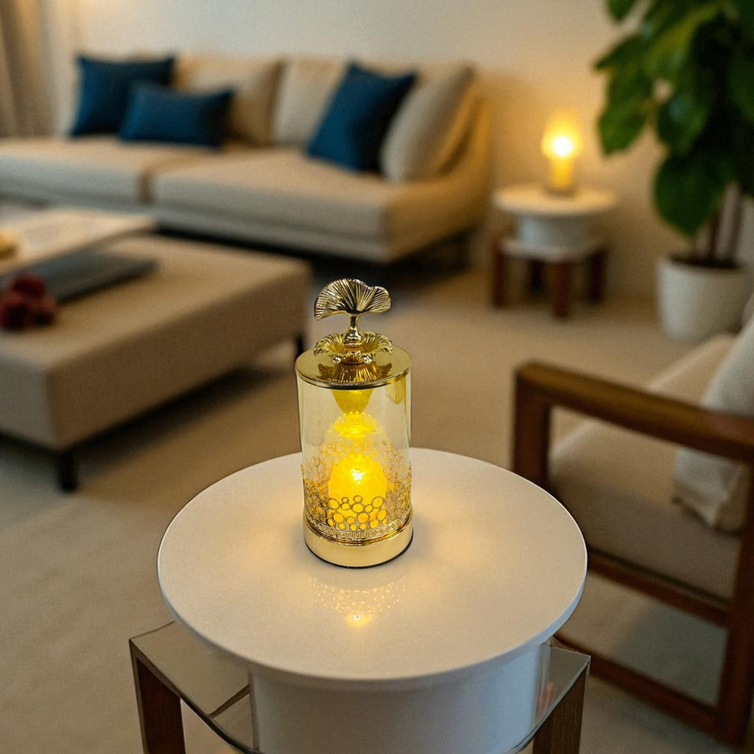 Brass Gold Glass Metallic Candle Stand