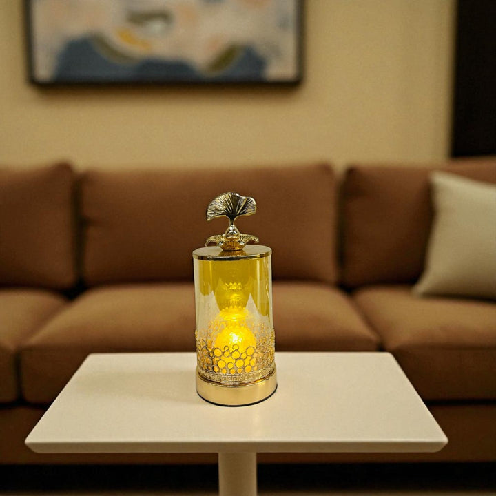 Brass Gold Glass Metallic Candle Stand