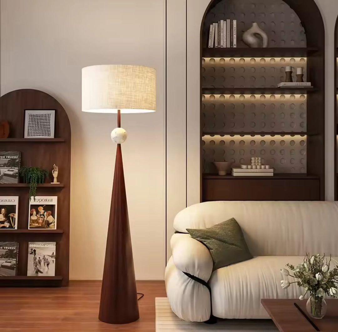 Brown Textured Lumos Cone Contemporary Floor Lamp