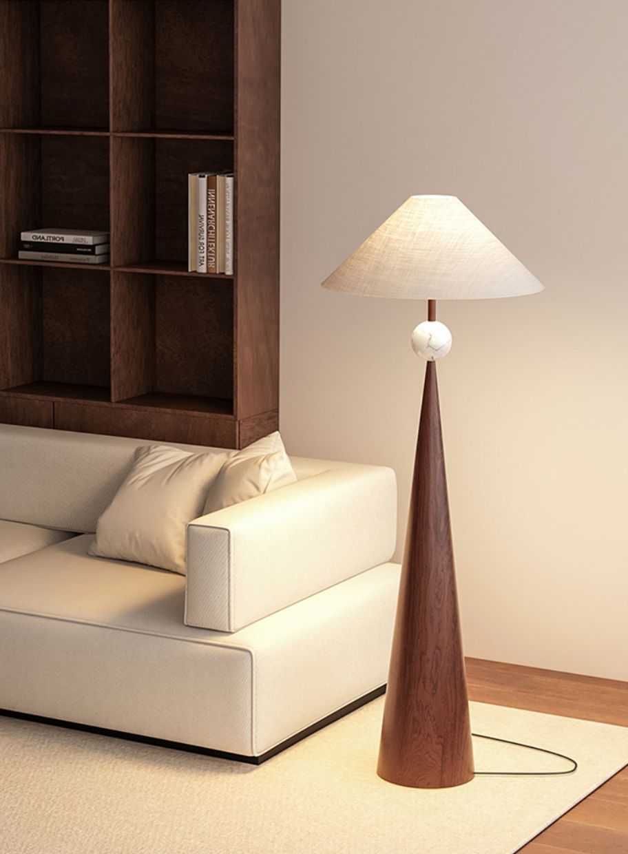 Brown Textured Lumos Cone Contemporary Floor Lamp