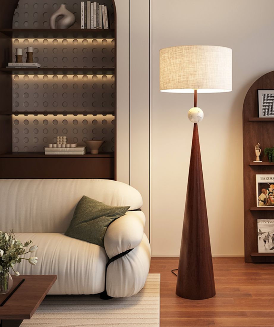 Brown Textured Lumos Cone Contemporary Floor Lamp