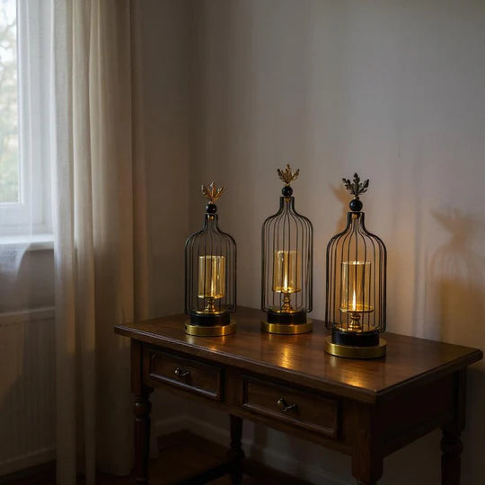 Brass Gold Cage Lantern Candle Holders