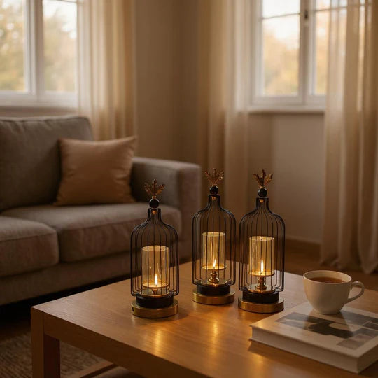 Brass Gold Cage Lantern Candle Holders