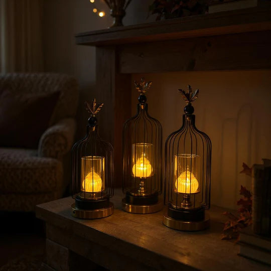 Brass Gold Cage Lantern Candle Holders