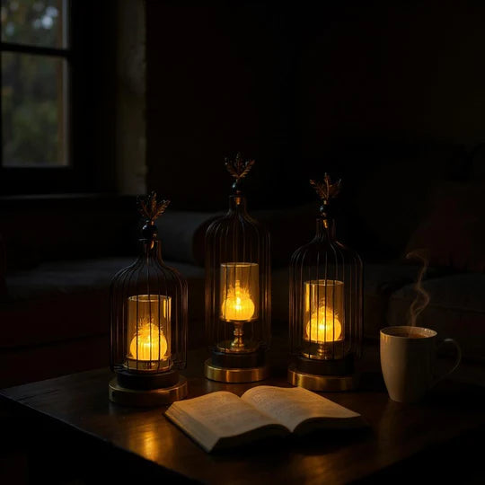 Brass Gold Cage Lantern Candle Holders