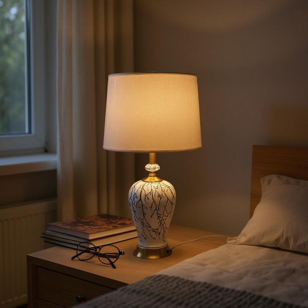Blue Vein Ceramic Gold-Base Table Lamp  see