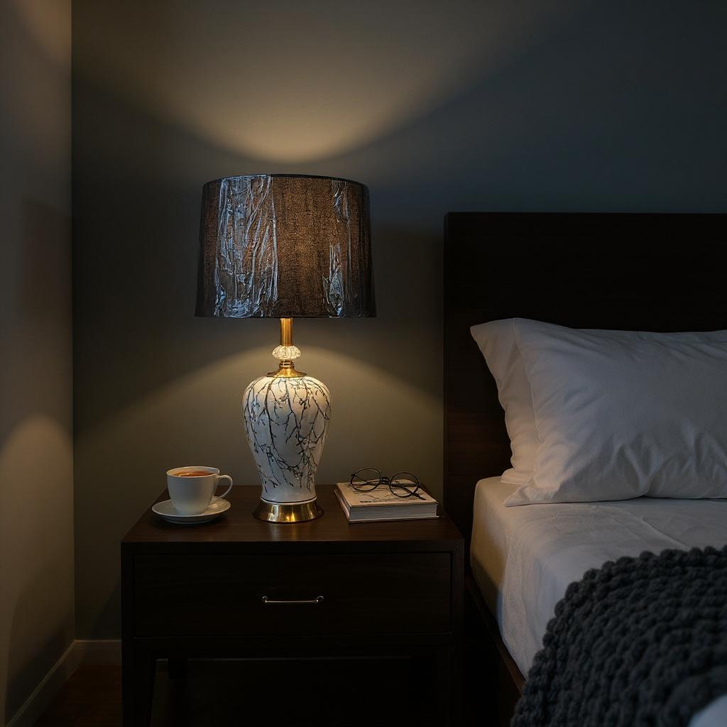 Blue Vein Ceramic Gold-Base Table Lamp  see