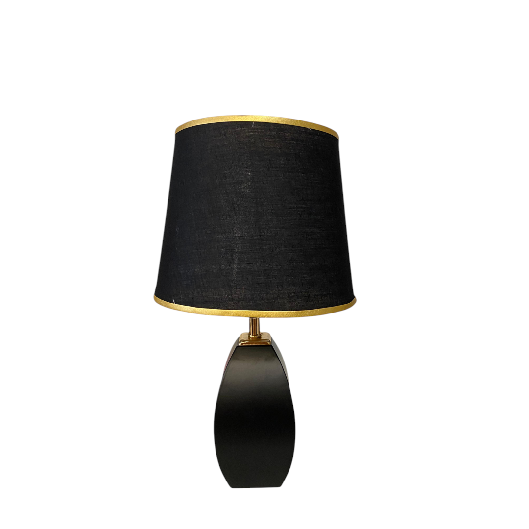 Modern Metallic Jet Black Side Table Lamp