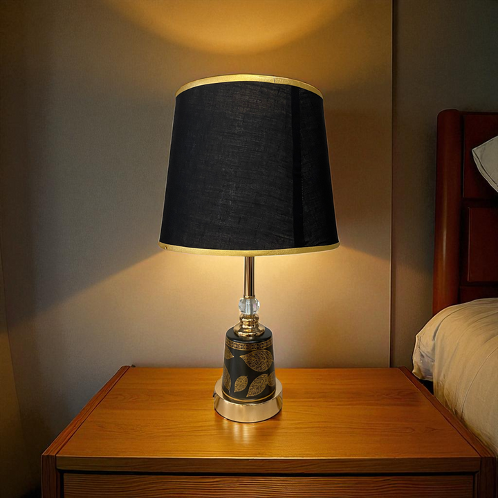 Elegant Floral-Print Ceramic Table Lamp