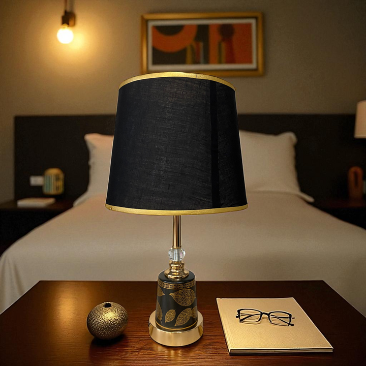 Elegant Floral-Print Ceramic Table Lamp