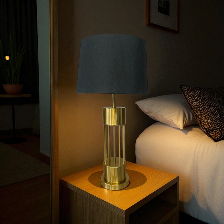 Modern Gold-Finished Cylindrical Master Table Lamp