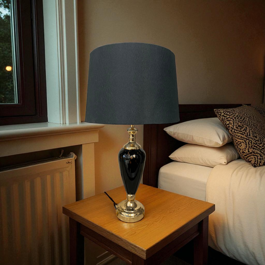 Elegant Glossy Black Ceramic Table Lamp