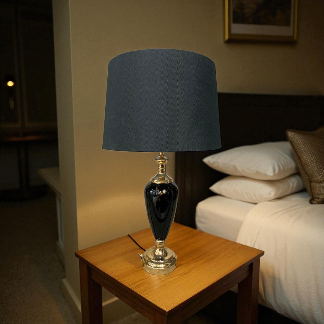 Elegant Glossy Black Ceramic Table Lamp