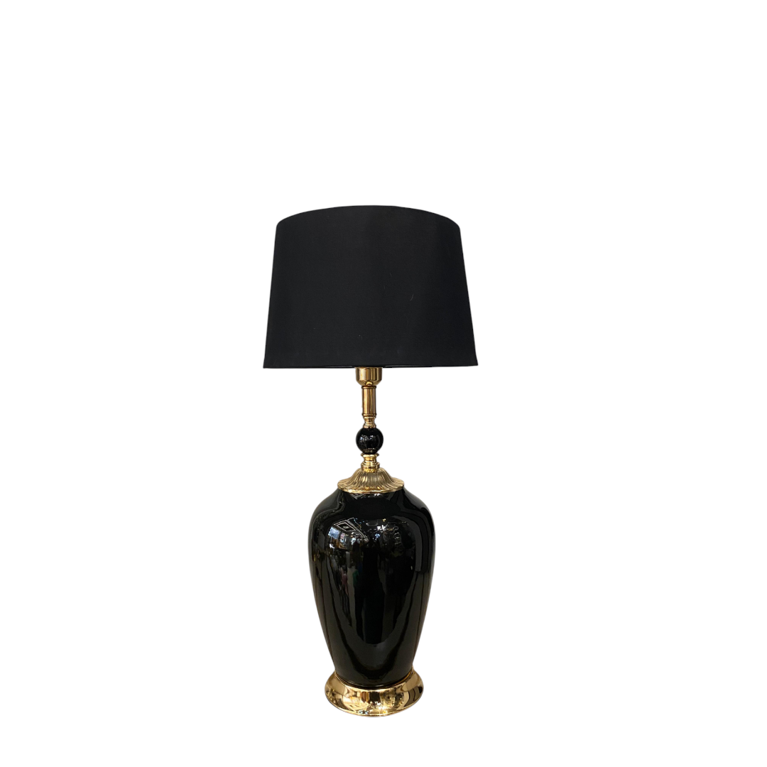 Elegant Jet-Black Porcelain Table Lamp