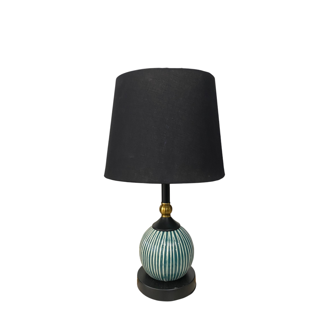 Striped Teal Ceramic Table Lamp
