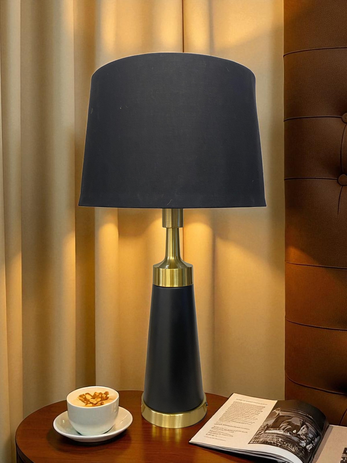 Cylindrical Metal Side Table Lamp