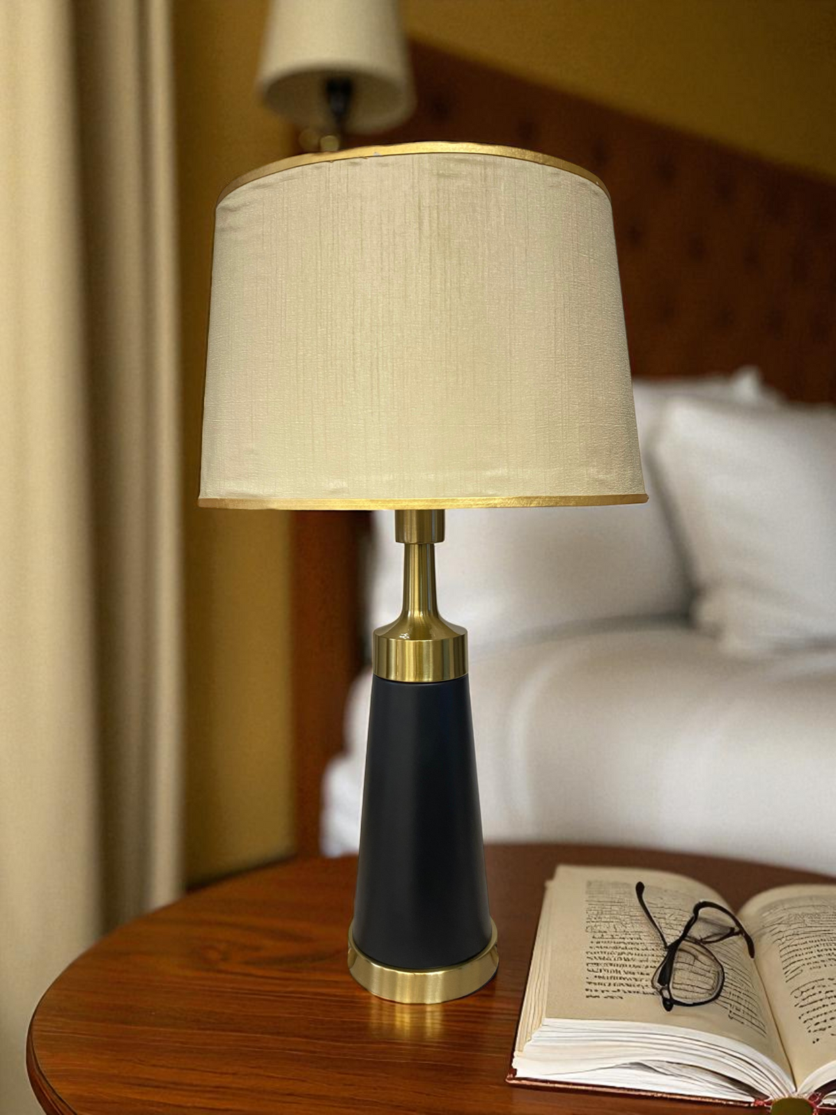 Cylindrical Metal Side Table Lamp