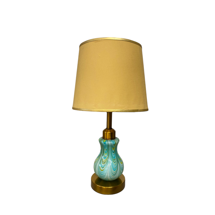 Aqua Swirl Modern Glass Side Table Lamp