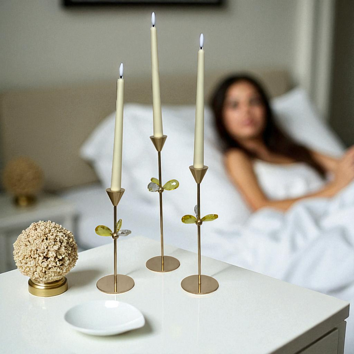 Golden Metallic Candle Holder Set