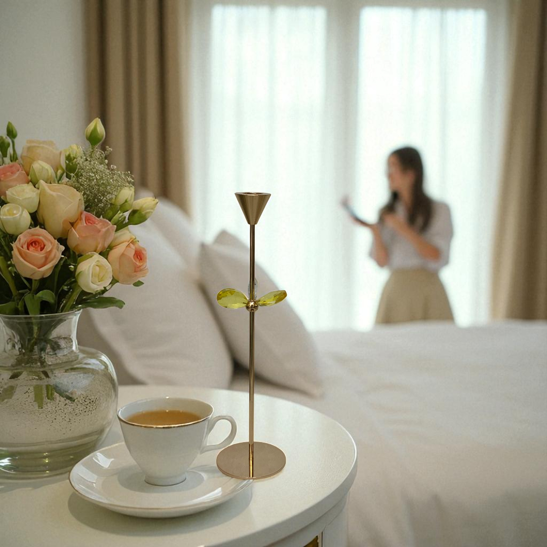 Golden Metallic Candle Holder Set