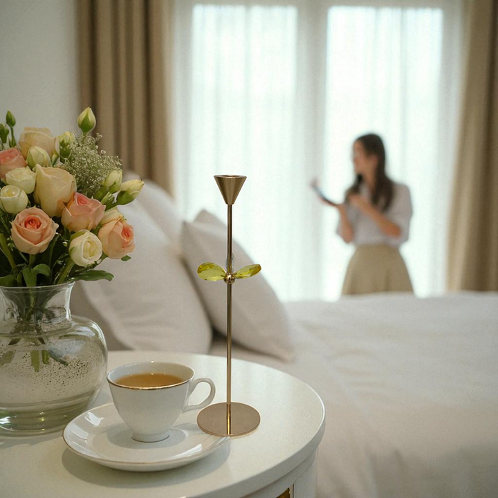 Golden Metallic Candle Holder Set