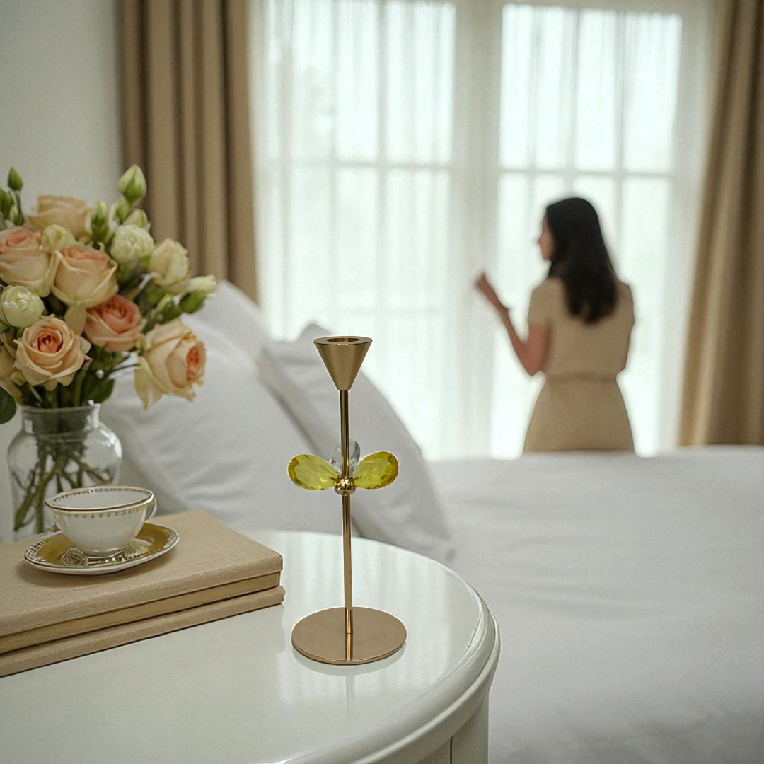 Golden Metallic Candle Holder Set