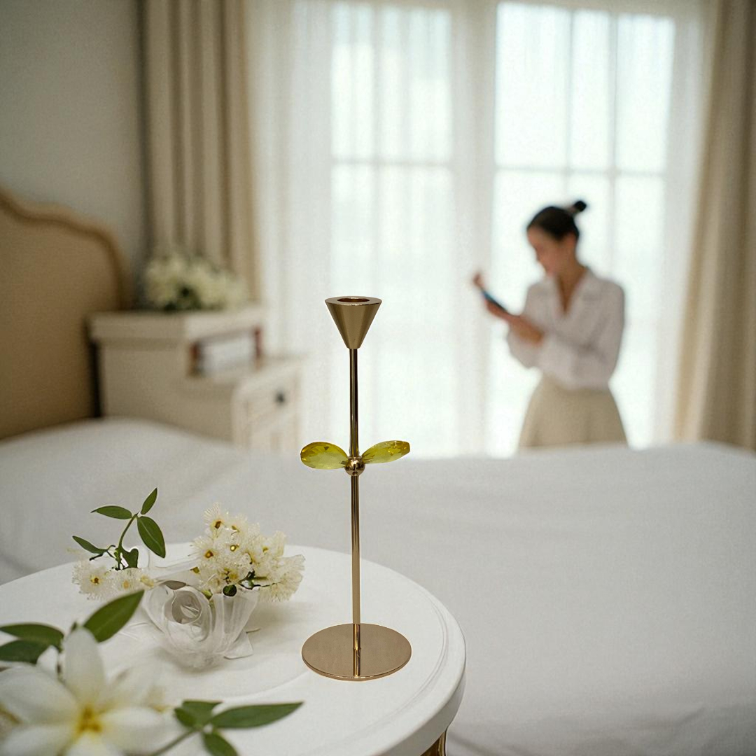 Golden Metallic Candle Holder Set