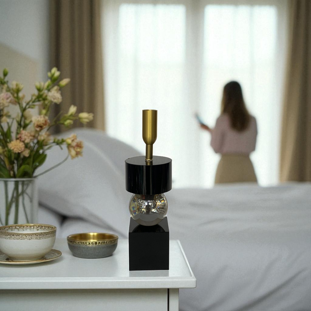 Midnight Luxe Heavy Crystal Candle Holder Set