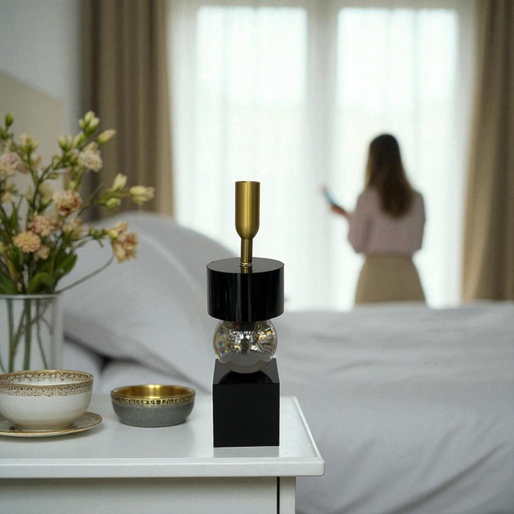 Midnight Luxe Heavy Crystal Candle Holder Set