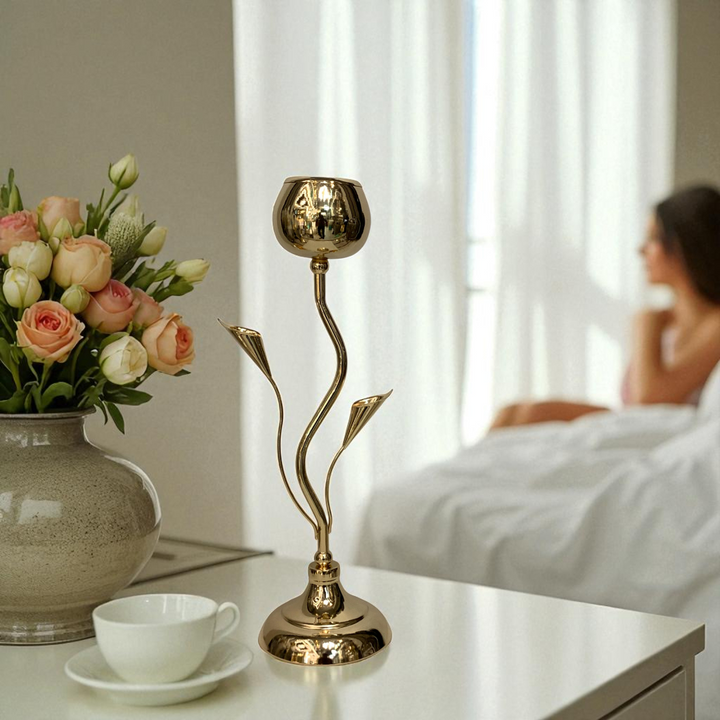Metallic Golden Candle Holders