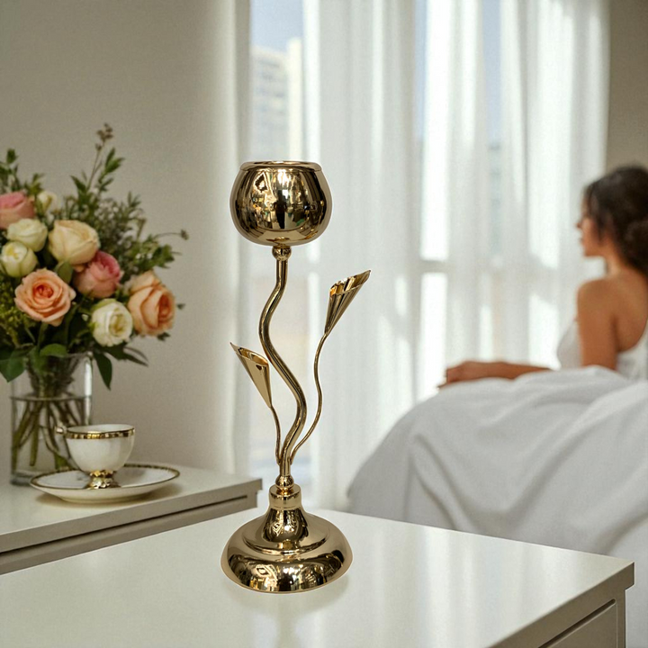 Metallic Golden Candle Holders